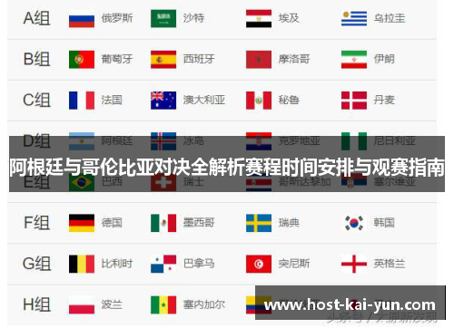 阿根廷与哥伦比亚对决全解析赛程时间安排与观赛指南 阿根廷与哥伦比亚对决全解析赛程时间安排与观赛指南